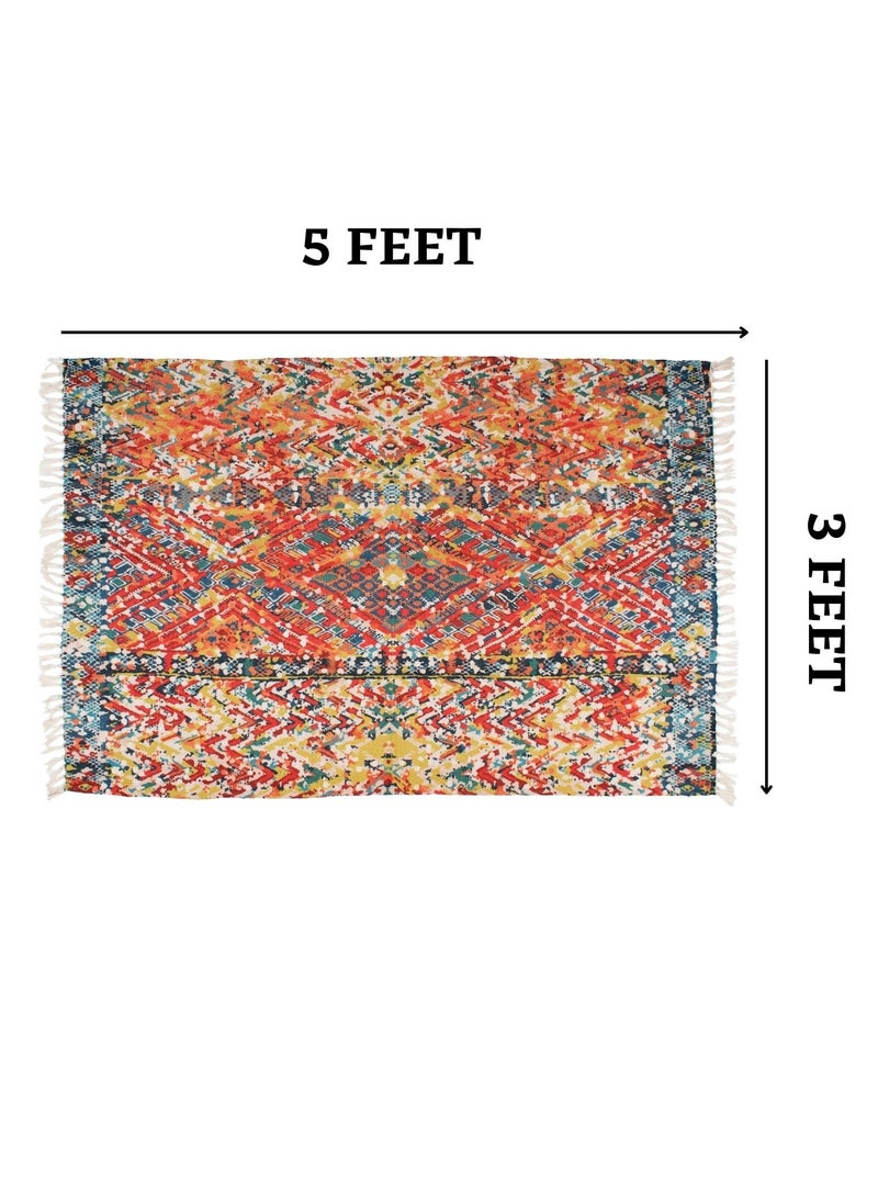 HOMADORN HOMADORN Handmade Sustainable PET Recycled Printed Modern Bohemian DhurrieRugsCarpet for Living Room Drawing RoomBedroom Bedside Runner Design 13 3 FEETX 5 FEET  - Image 3
