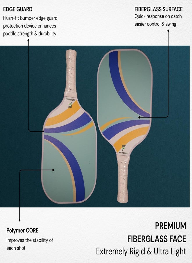FIT FORGE Pickleball Paddle Set - 2 Fiberglass Paddles (1.5 Cm), 4 Pickleballs, Dual Paddle Cover Bag & Cushioned Comfort Grip - Durable Outdoor Game, Blue Shade - Image 3
