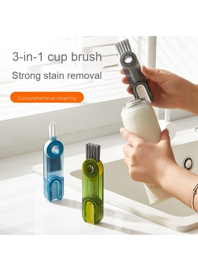 NIBEMINENT 3 In 1 Cup Lid Groove Cleaner Brush Ergonomic Multi Functional Quick Drain Bottle Gap Cleaner Brush for Kitchen - Image 2