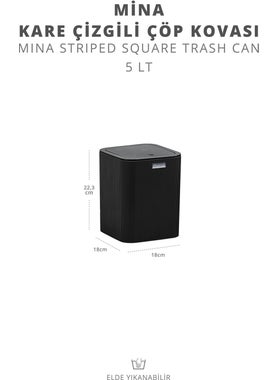 ‎okyanus Home Ocean Home Mina Black Striped Square Dustbin  - Image 3