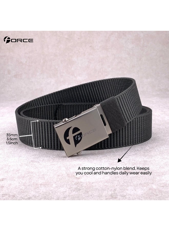 فورس حزام أمني للرجال والنساء – حزام ويب نايلون ثقيل مع إبزيم معدني رولر لوك – حزام تكتيكي قابل للتعديل لحراس الأمن، ضباط الشرطة، موظفي المطار، السفر، المشي الجبلي والجولف - Image 3