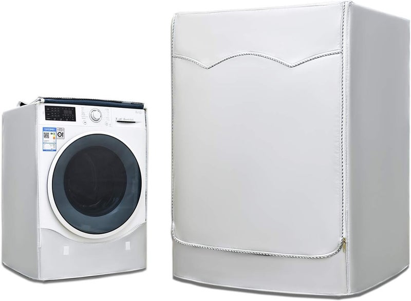 AKEfit Front Load Washing Machine Dryer Cover Waterproof Silver 23'W×23'D×33'H - Image 1