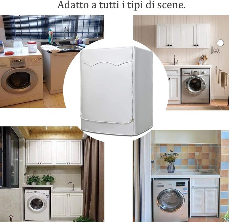 AKEfit Front Load Washing Machine Dryer Cover Waterproof Silver 23'W×23'D×33'H - Image 5