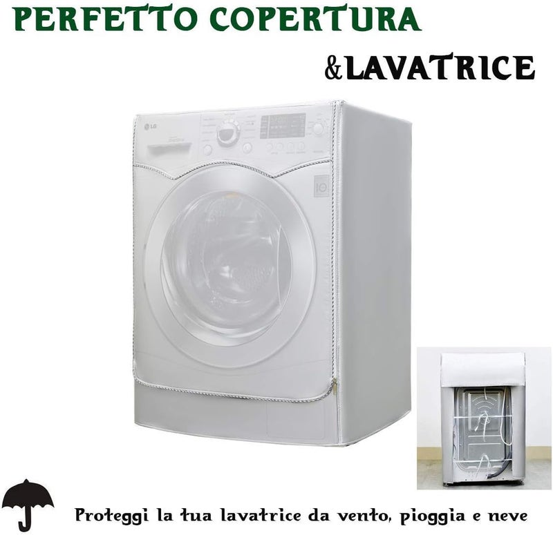 AKEfit Front Load Washing Machine Dryer Cover Waterproof Silver 23'W×23'D×33'H - Image 2