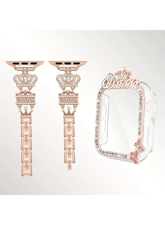 Rose Golden 40mm سوار لامع مع علبة Queen لساعة أبل - Image 1