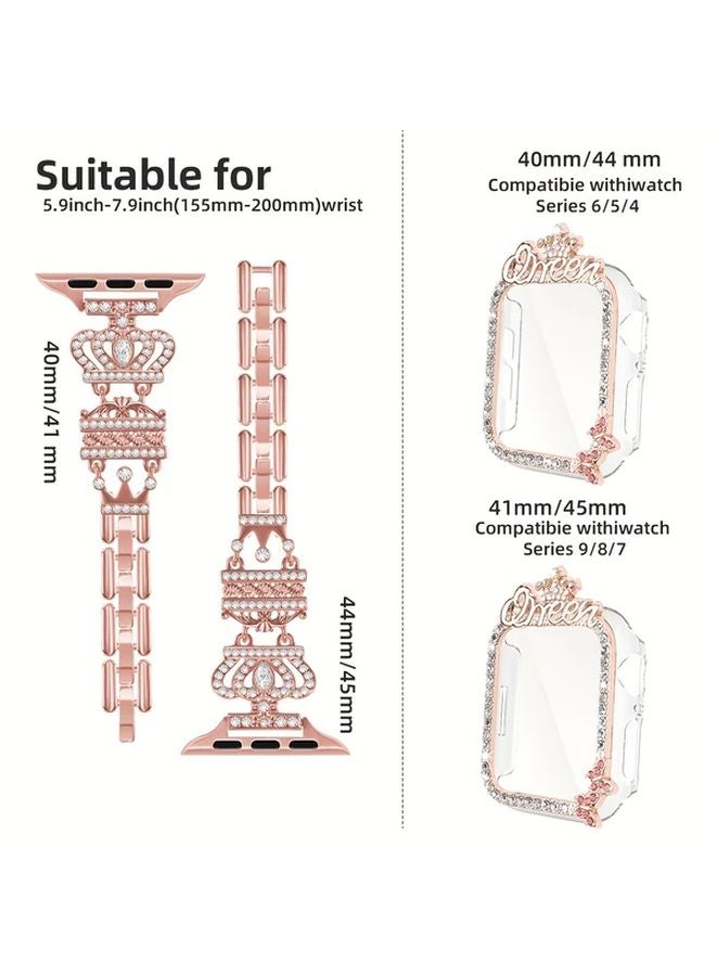 Rose Golden 40mm سوار لامع مع علبة Queen لساعة أبل - Image 3