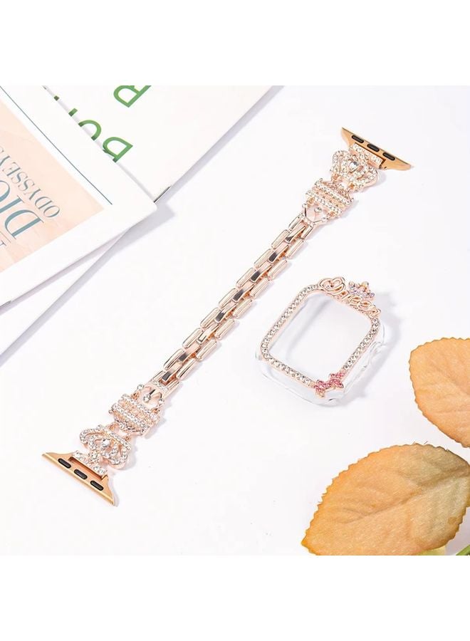 Rose Golden 40mm سوار لامع مع علبة Queen لساعة أبل - Image 2