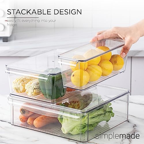 SIMPLEMADE Clear Refrigerator Organizer Bins - Clear Bins for Fridge, Containers for Fridge and Freezer, Multipurpose Storage for Kitchen, Office, Bathroom, Pack of 3 (Design 2) - Image 4