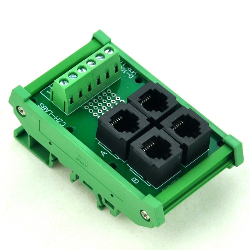 Electronics-Salon DIN Rail Mount RJ11/RJ12 6P6C 4-Way Buss Board Interface Module. - Image 2