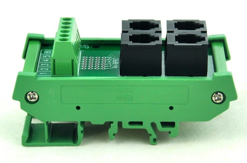 Electronics-Salon DIN Rail Mount RJ11/RJ12 6P6C 4-Way Buss Board Interface Module. - Image 3