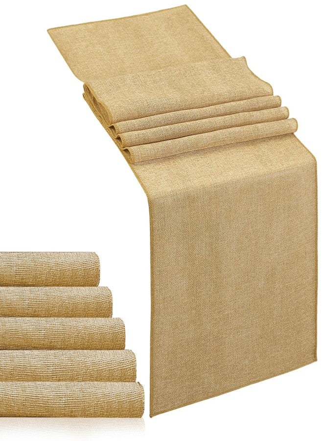LuoluoHouse Khaki Burlap Table Runners Rustic Jute Table Linens for Rustic Wedding Gothic Party Birthday Decoration(6 Packs 13x84 inch) - Image 1