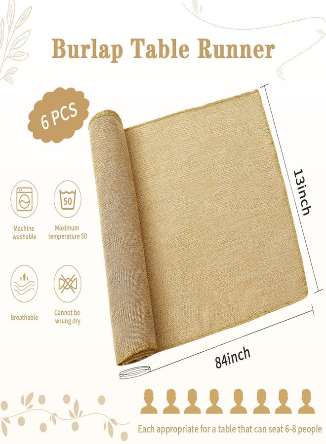 LuoluoHouse Khaki Burlap Table Runners Rustic Jute Table Linens for Rustic Wedding Gothic Party Birthday Decoration(6 Packs 13x84 inch) - Image 3
