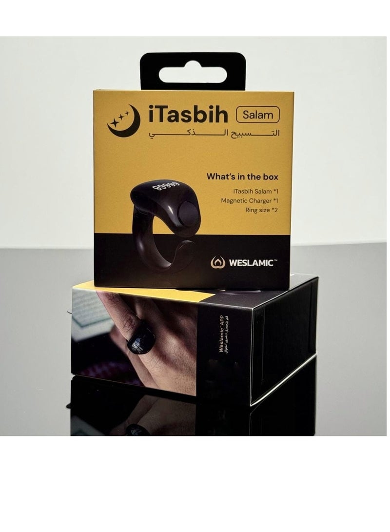 Smart Tasbih Ring 20mm and 22mm Smart Ring Waterproof with Vibration Reminder Tasbih Counter and Bluetooth Connection and 5 Daily Prayer Reminders - Image 1