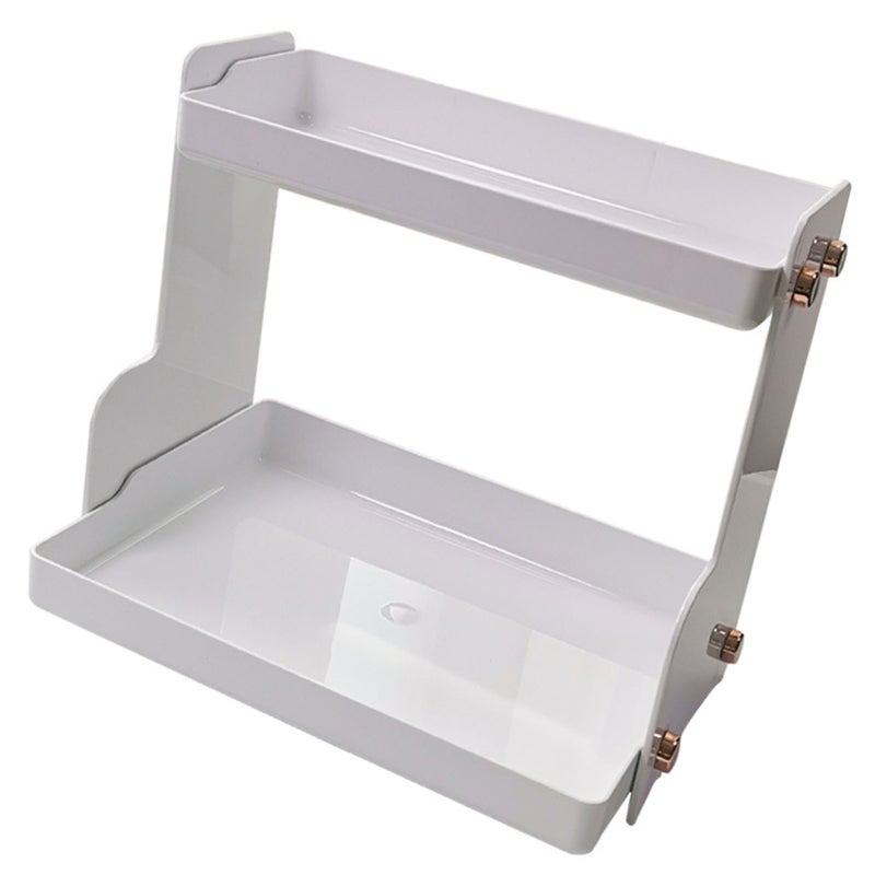 Desktop Storage Rack Double Layer Space Saving Multifunctional Desk Organizer for Dormitory Office White - Image 2