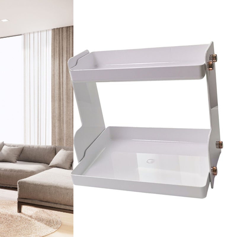 Desktop Storage Rack Double Layer Space Saving Multifunctional Desk Organizer for Dormitory Office White - Image 4