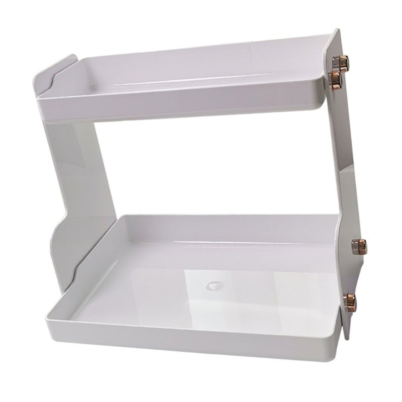 Desktop Storage Rack Double Layer Space Saving Multifunctional Desk Organizer for Dormitory Office White - Image 1