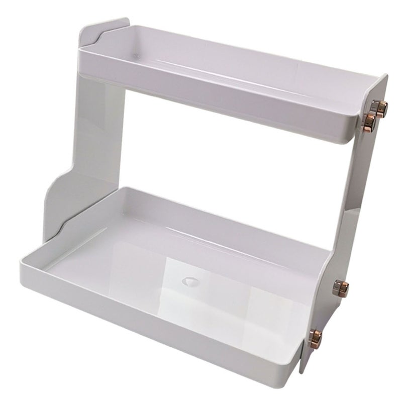 Desktop Storage Rack Double Layer Space Saving Multifunctional Desk Organizer for Dormitory Office White - Image 3