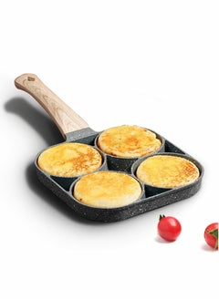 Egg Pan,4-Cup Nonstick Egg Frying Pan,Easy Clean Egg Cooker Omelet Pan For Breakfast Swedish Pancake,Crepe Pan,Compatible with all heat sources(3-inch eggs)