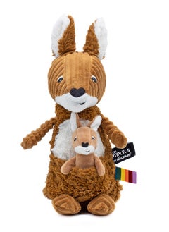 Les Deglingos Allezou Kangaroo Mom & Baby Plush Toy - Brown Sugar, Soft Corduroy, Eco-Friendly, Perfect for Babies & Toddlers  - Image 4