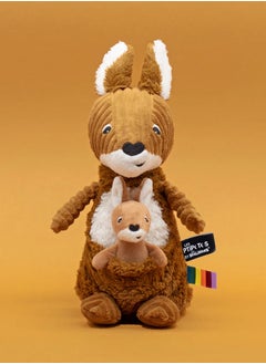 Les Deglingos Allezou Kangaroo Mom & Baby Plush Toy - Brown Sugar, Soft Corduroy, Eco-Friendly, Perfect for Babies & Toddlers  - Image 5