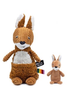 Les Deglingos Allezou Kangaroo Mom & Baby Plush Toy - Brown Sugar, Soft Corduroy, Eco-Friendly, Perfect for Babies & Toddlers  - Image 1
