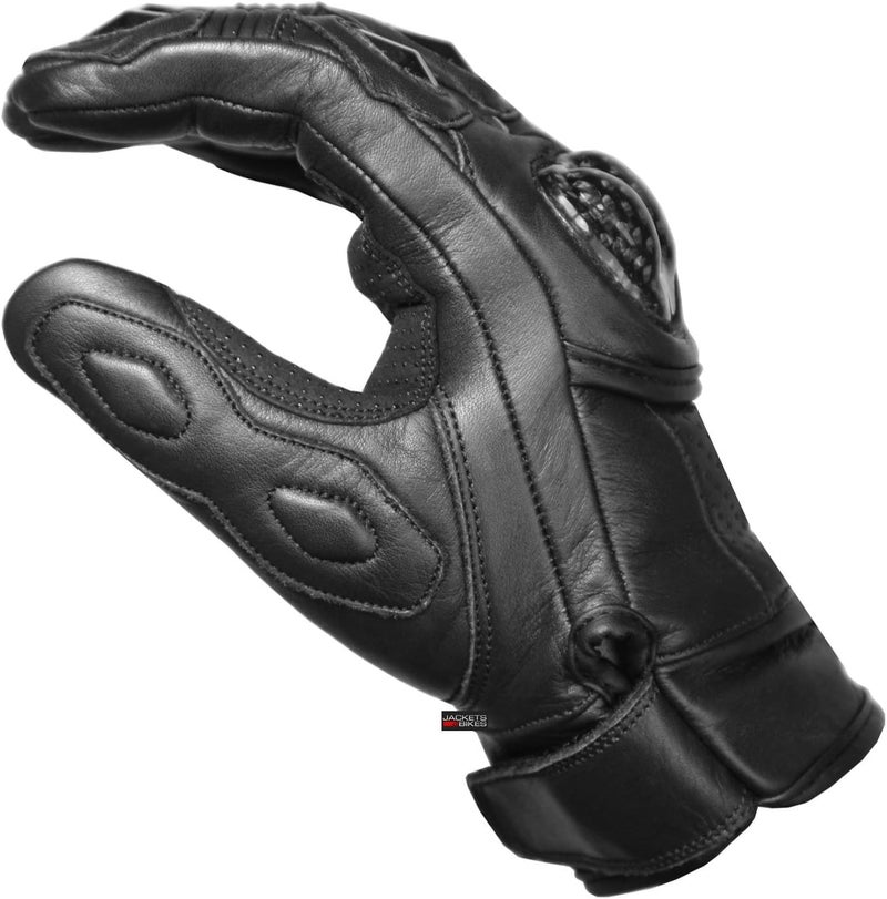 Jackets 4 Bikes Men's Premium Leather Motorcycle Cruising Street Palm Sliders Biker Gloves - Image 5