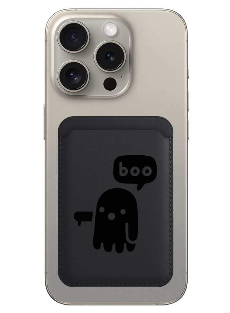 Theodor Magnetic Wallet, Compatible with MagSafe Wallet, for iPhone Wallet, for iPhone 16/15/14/13/12 Series, Not for iPhone 13/12 mini, 3 Card Holder, Vegan Leather, Black - Boo B - Image 1