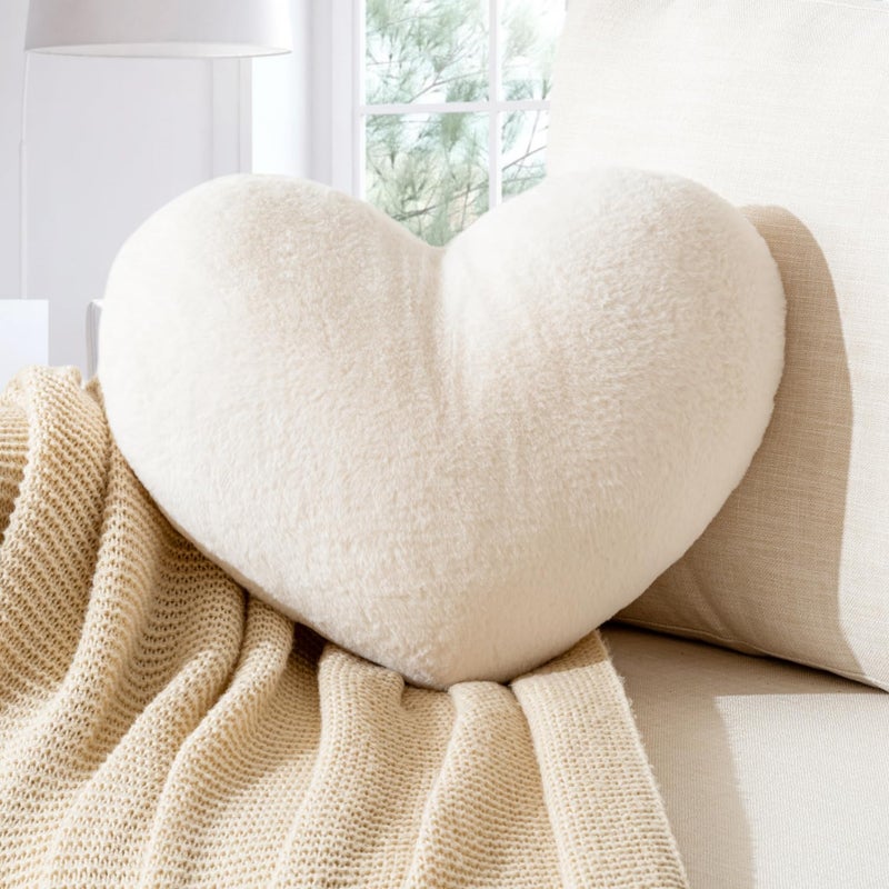 Vdoioe Heart Pillow Heart Shaped Throw Pillows Super Soft Faux Rabbit Fur Heart Throw Pillow Valentines Day Decorations Pillow,Wedding Decor, Women Girls Home Decoration - Image 1