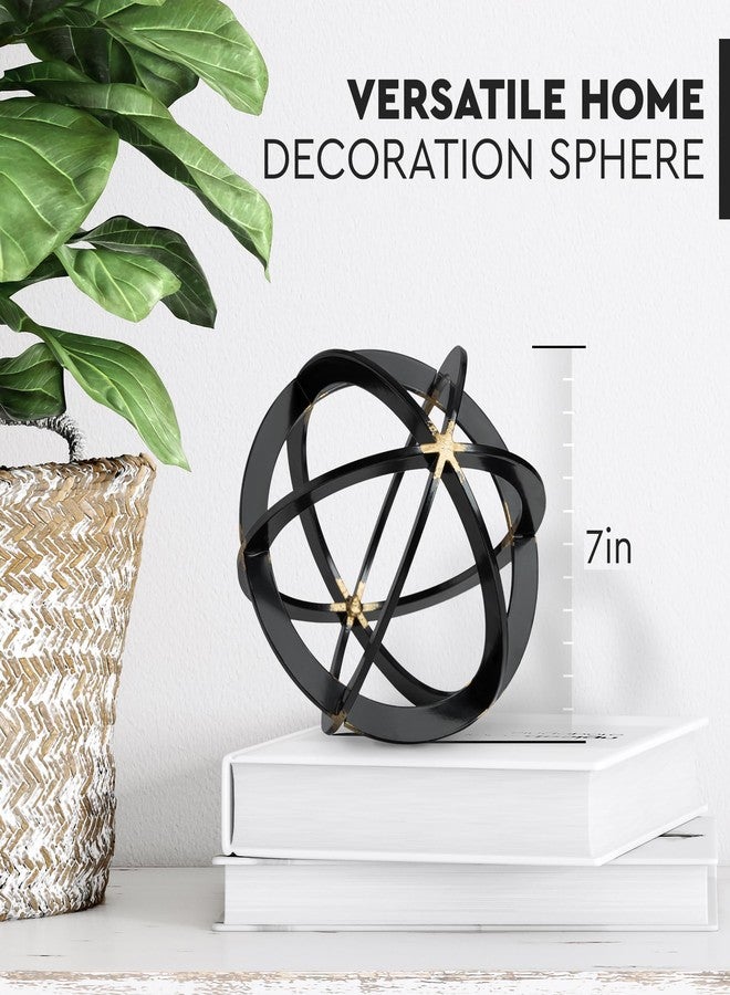 Everydecor Decorative Sphere for Home Decor - Black & Gold, Hand Painted, Modern Decorative Balls for Living Room, Bedroom, Kitchen, Bathroom, Office - Table Decorative Orbs for Centerpiece - Image 3