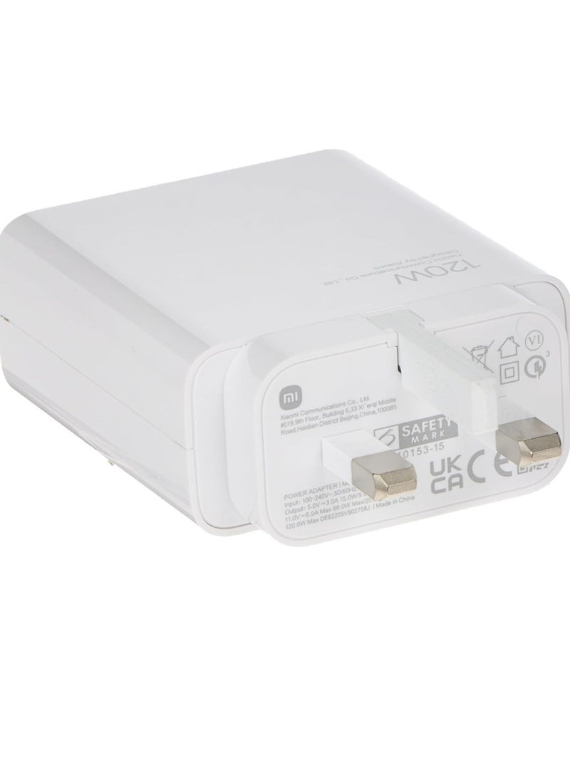 بيوينتي NEW 120W Fast Charging Power Adapter for Xiaomi Mi 12/13T, Mi 9T Pro, Poco, Black Shark 5, Mi 13/12T/11T/10T Pro, Note 11 Pro 5G  More (White) - Image 2