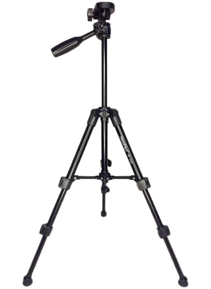 NP-3180 Professional Tripod, Adjustable Clamp, Quick-Release Plate, 1360mm Height - Black