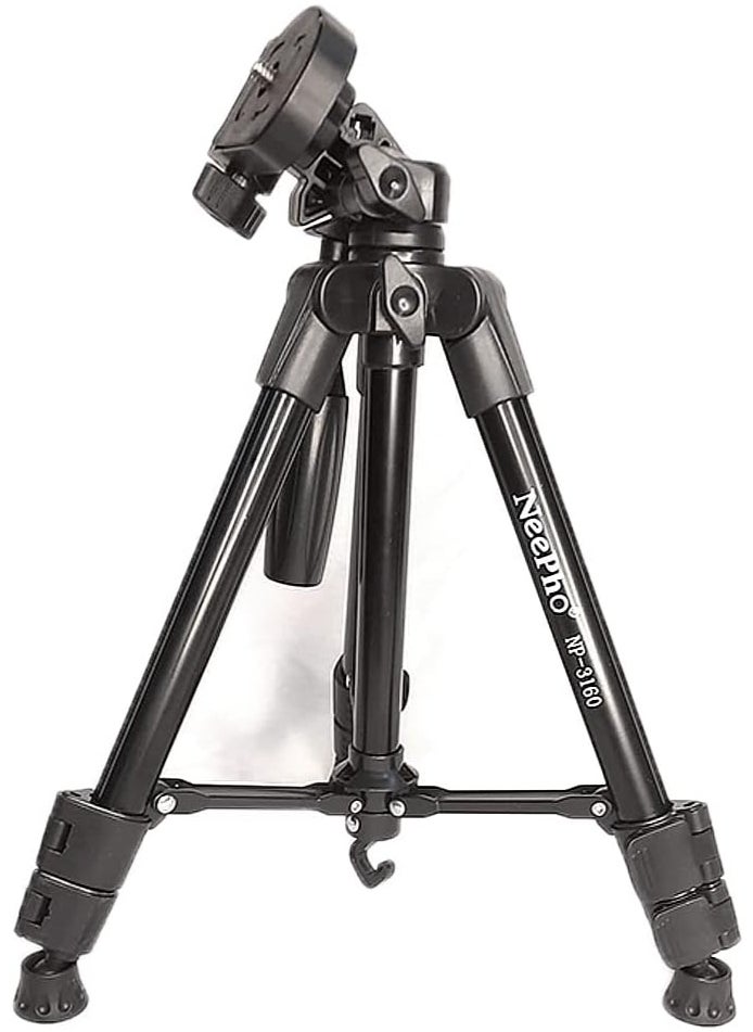 NP-3180 Professional Tripod, Adjustable Clamp, Quick-Release Plate, 1360mm Height - Black