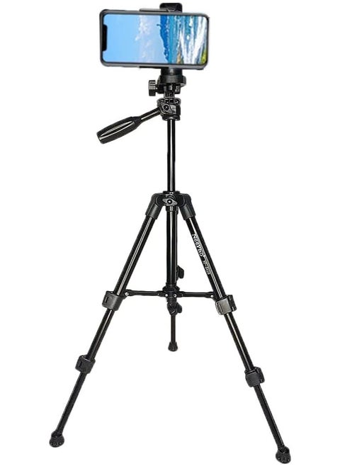 NP-3180 Professional Tripod, Adjustable Clamp, Quick-Release Plate, 1360mm Height - Black