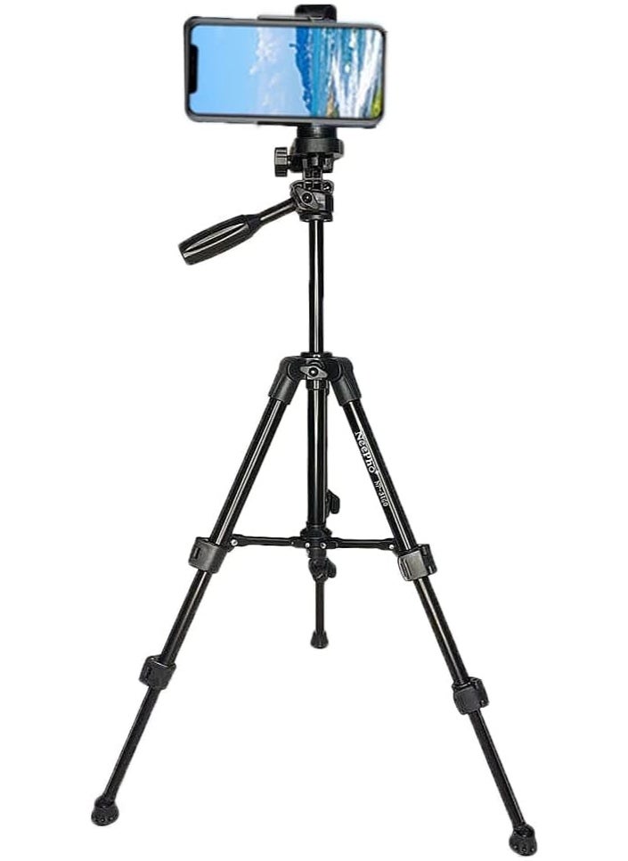 NP-3180 Professional Tripod, Adjustable Clamp, Quick-Release Plate, 1360mm Height - Black