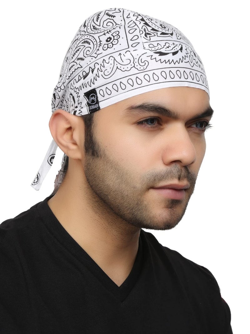 BISMAADH Paisley print Cotton Headwrap Skull Cap Doo Rag Sweat Wicking Patka For Men & Women - Image 5