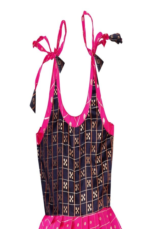 Suzvan Baby Girl's Traditional Pattu Pavadai Knee-Length Frock Dress - Pink Blue (6-12 Months) - Image 2