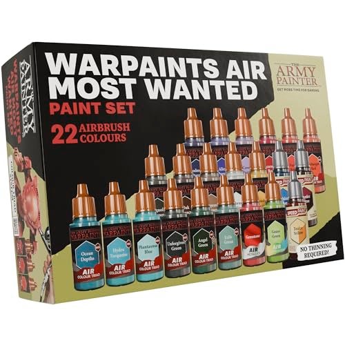 The Army Painter, Warpaints Air Most Wanted Paint Set, 22x18ml paints, 19 Acrylic Airbrush paints, incl. 2 Metallics, 1 Fluorescent, 1 Medium & 3 Speedpaints - for models and miniature painting - Image 1