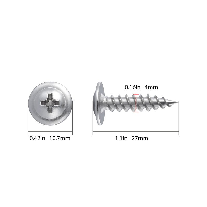 Wensilon (250 pcs)#8Ã—1" Phillips Truss Head Wood Screws Stainless Steel 410 Quick Metal Self Tapping - Image 2