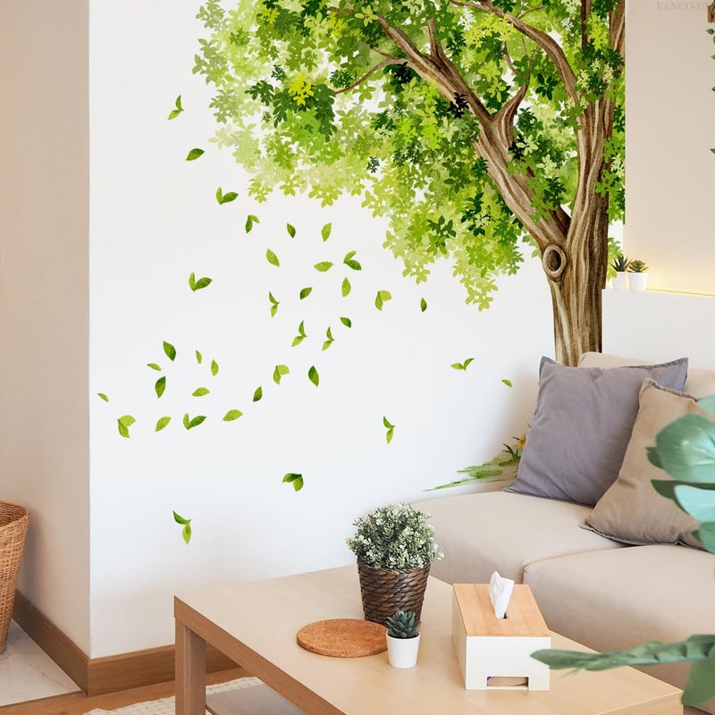 Mirabuy Large Green Leaves Tree Wall Decals, Dense Leaves Tree Wall Stickers for Living Room Bedroom Dinning Room, 58.73 x 43.10 inches - Image 5