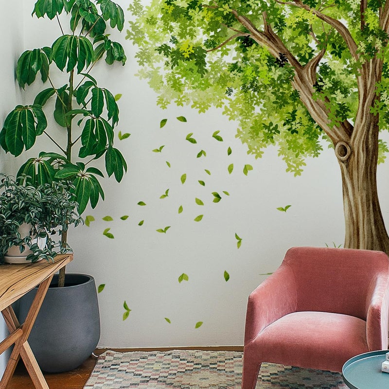 Mirabuy Large Green Leaves Tree Wall Decals, Dense Leaves Tree Wall Stickers for Living Room Bedroom Dinning Room, 58.73 x 43.10 inches - Image 3