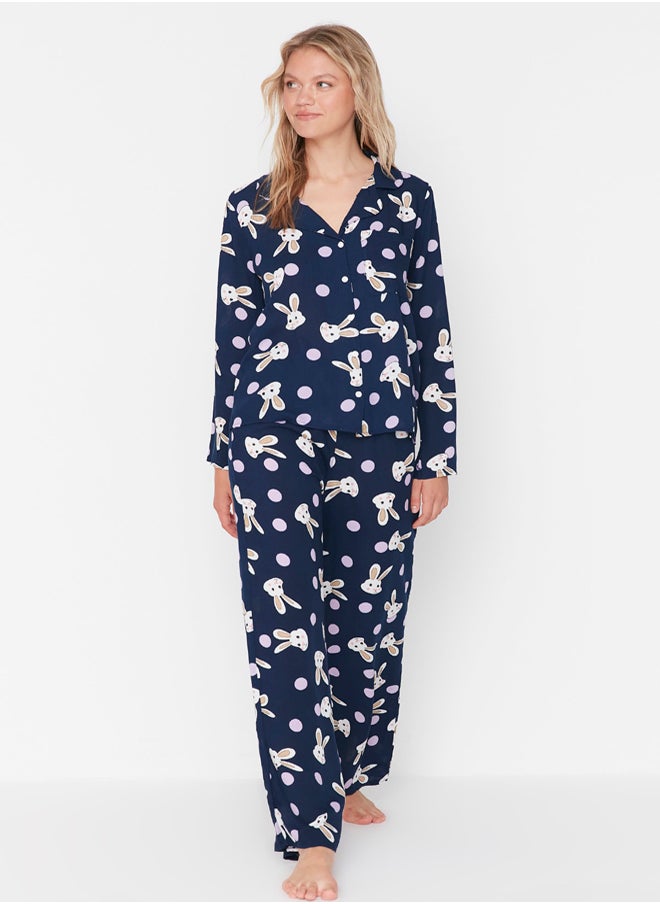 trendyol - Pajama Set - Navy blue - Animal Pattern - Image 1