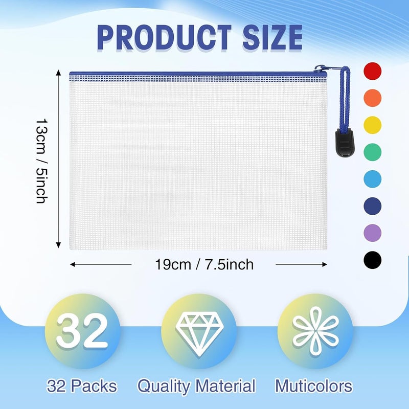 Jetec 32 Pcs Mesh Zipper Bags Toy Storage Bikini Organizer Bag Bolsas Para Guardar Trajes De Bano Waterproof Zipper Reusable Pouch Puzzle Multipurpose for Storage Office(Sweet Color,7.5 x 5 Inch) - Image 2