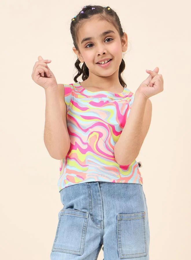 Stylo Bug Girls Abstract Print Sleeveless Top