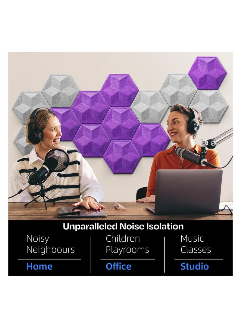 SYOSI 12 PCS Self-adhesive Acoustic Foam Panels, 14"x13"x 0.4" Soundproof Wall Panels, Wall Decoration, Sound Absorbing Panel, High-Density Sound Dampening Wall Panels, Acoustic Treatment Panel for Studio - Image 4