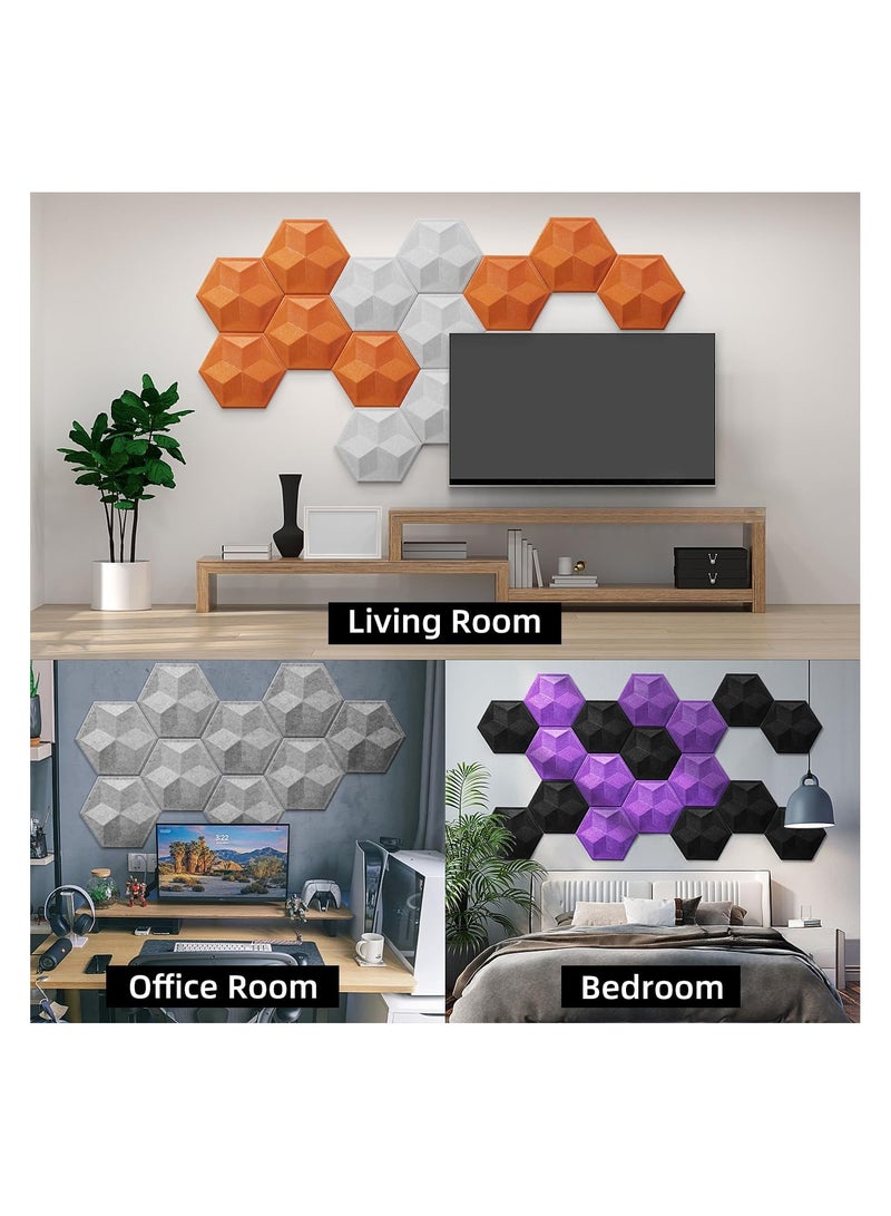 SYOSI 12 PCS Self-adhesive Acoustic Foam Panels, 14"x13"x 0.4" Soundproof Wall Panels, Wall Decoration, Sound Absorbing Panel, High-Density Sound Dampening Wall Panels, Acoustic Treatment Panel for Studio - Image 3