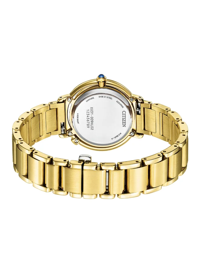 CITIZEN Women's Stainless Steel with Gold Plating + White Apple Leather Strap (Interchangeable) Analog Watch EM1092-64D - 31.2 mm
