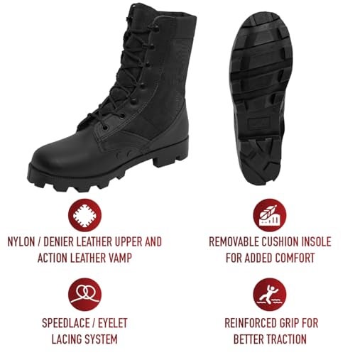 Rothco Speedlace Jungle Boots - 9 Inch - Rugged Tactical Hiking Outdoor Work Boot (Black, US Footwear Size System, Adult, Men, Numeric, Medium, 9) - Image 5