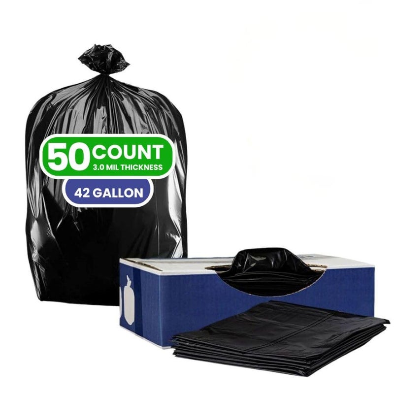 Plasticplace Contractor Trash 42 Gallon 30 Mil Black Heavy Duty Garbage Bag 33 x 48 50 Count CON50