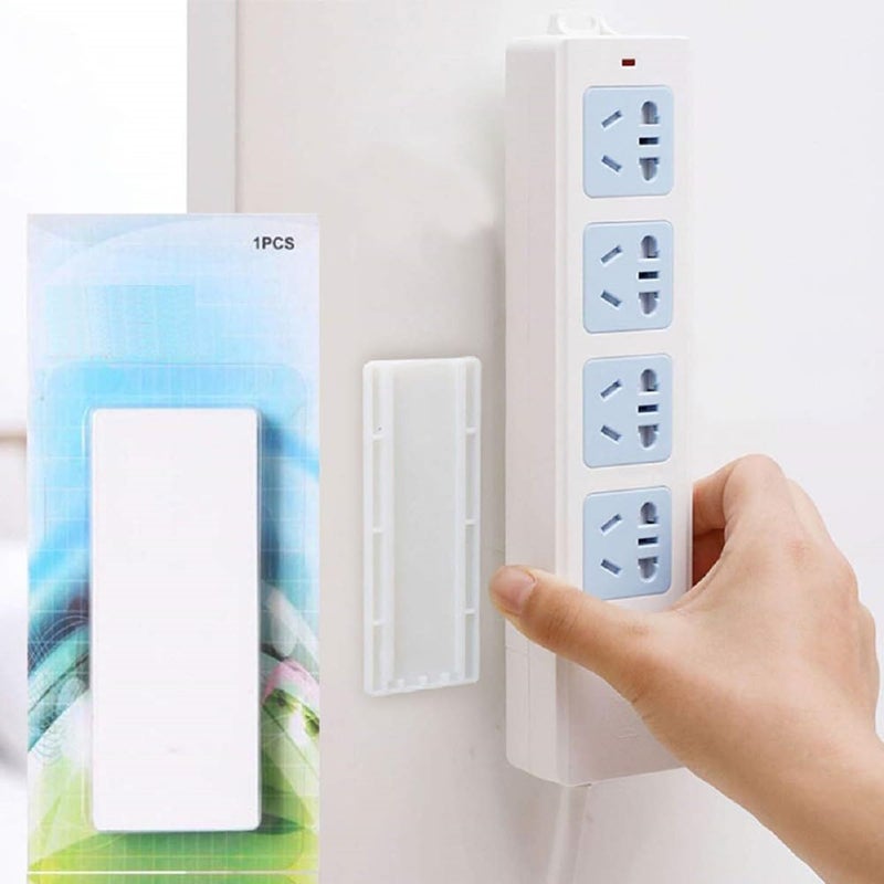 UPKARANWALE Self Adhesive Power Strip Fixator Heavy Duty PunchFree Wall Mount Detachable Reusable Mounting Bracket for Power Outlets Tissue Boxes WiFi Routers Up to 8kg White Pack of 1  - Image 1