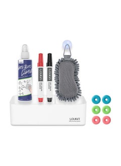 Loukin Magnetic Marker Holder Set, Dry Erase Accessory Tray Set, Remote Control Holder, Magnetic Storage Organizer For Whiteboard, Glass Or Refrigerators (White)  - Image 1